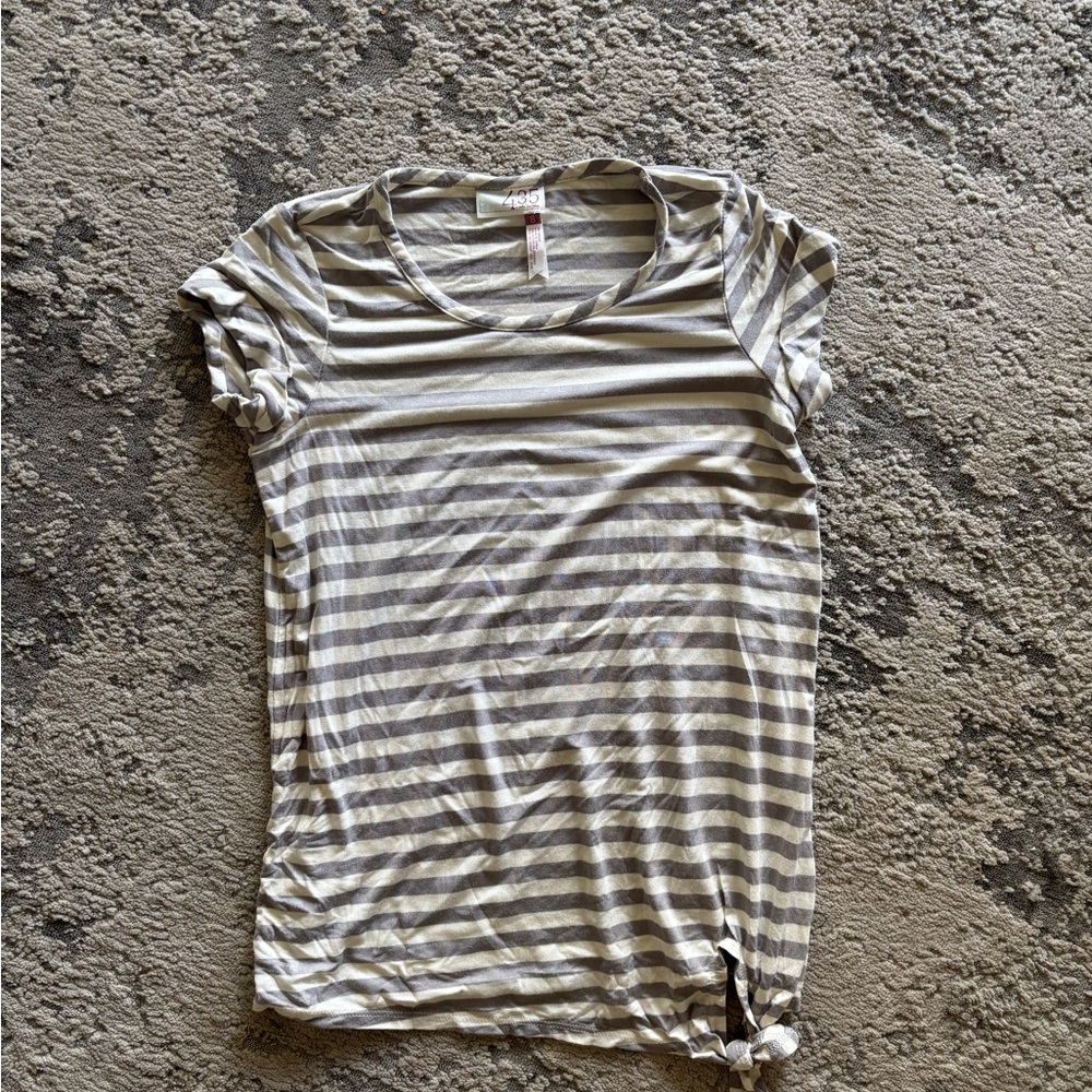 Striped Gray and White Women's Top